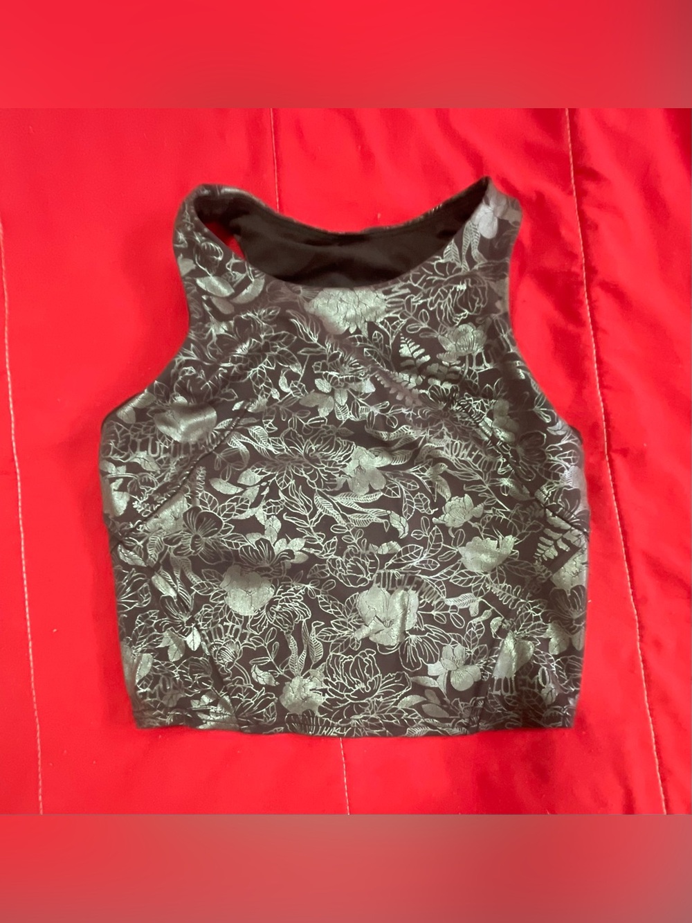 lululemon athletica Black Metallic Floral Crop Top